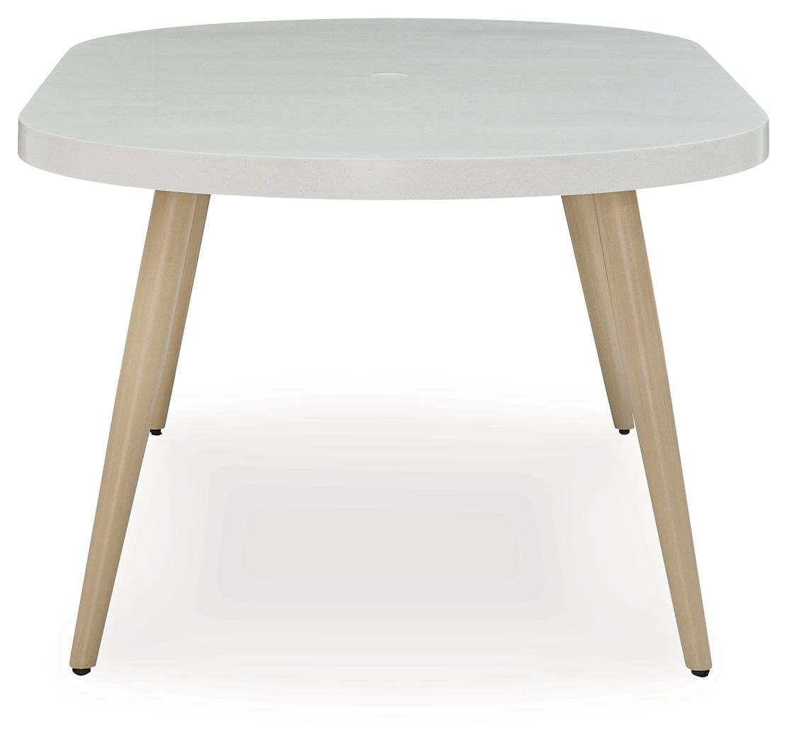 Seton Creek - White - Oval Dining Table With Umb Opt - Hornell Furniture Outlet
