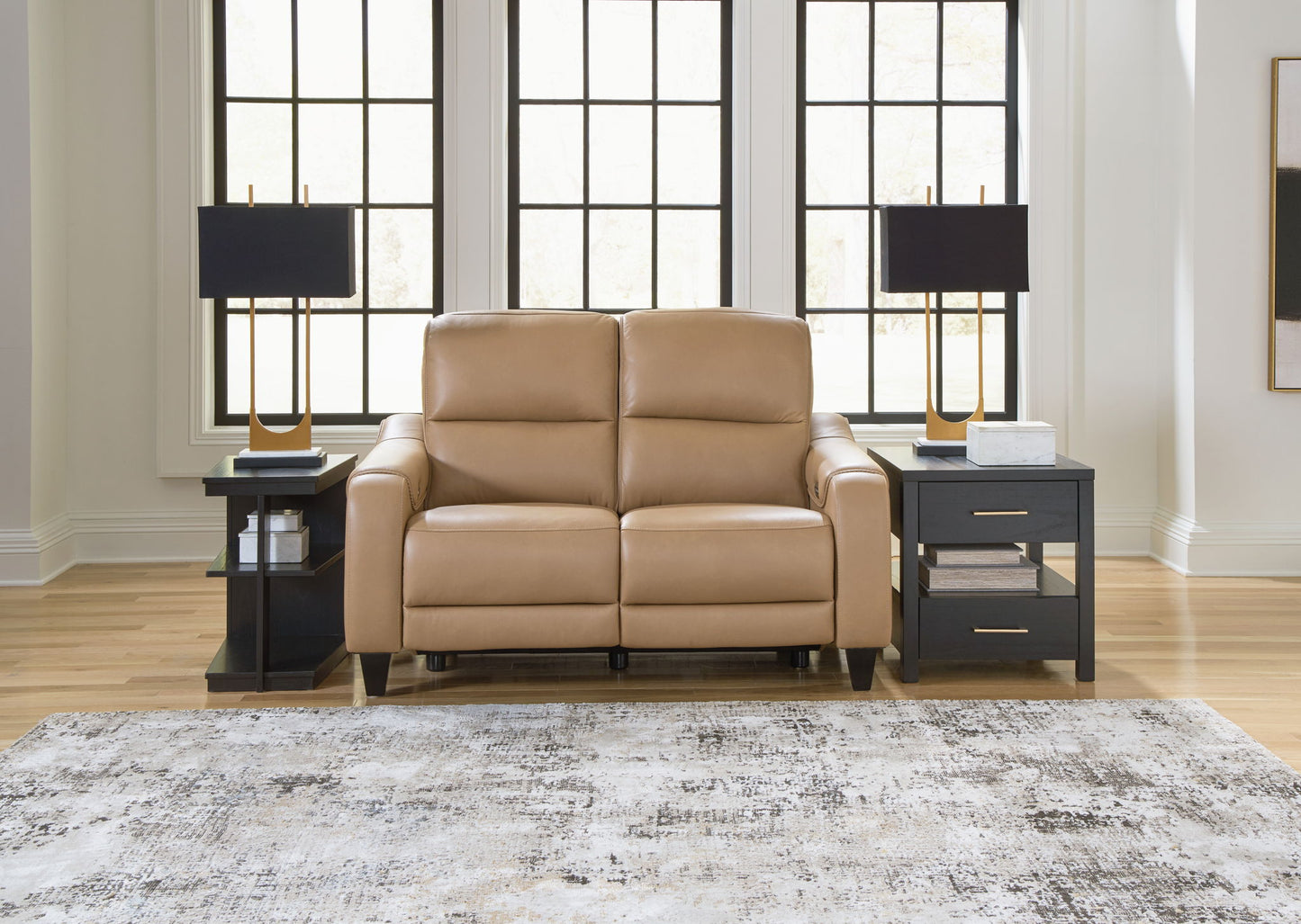 Mosswell - Power Reclining Loveseat With Adj Headrest - Toffee - Hornell Furniture Outlet
