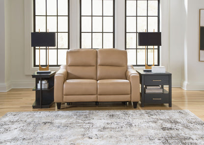 Mosswell - Power Reclining Loveseat With Adj Headrest - Toffee - Hornell Furniture Outlet