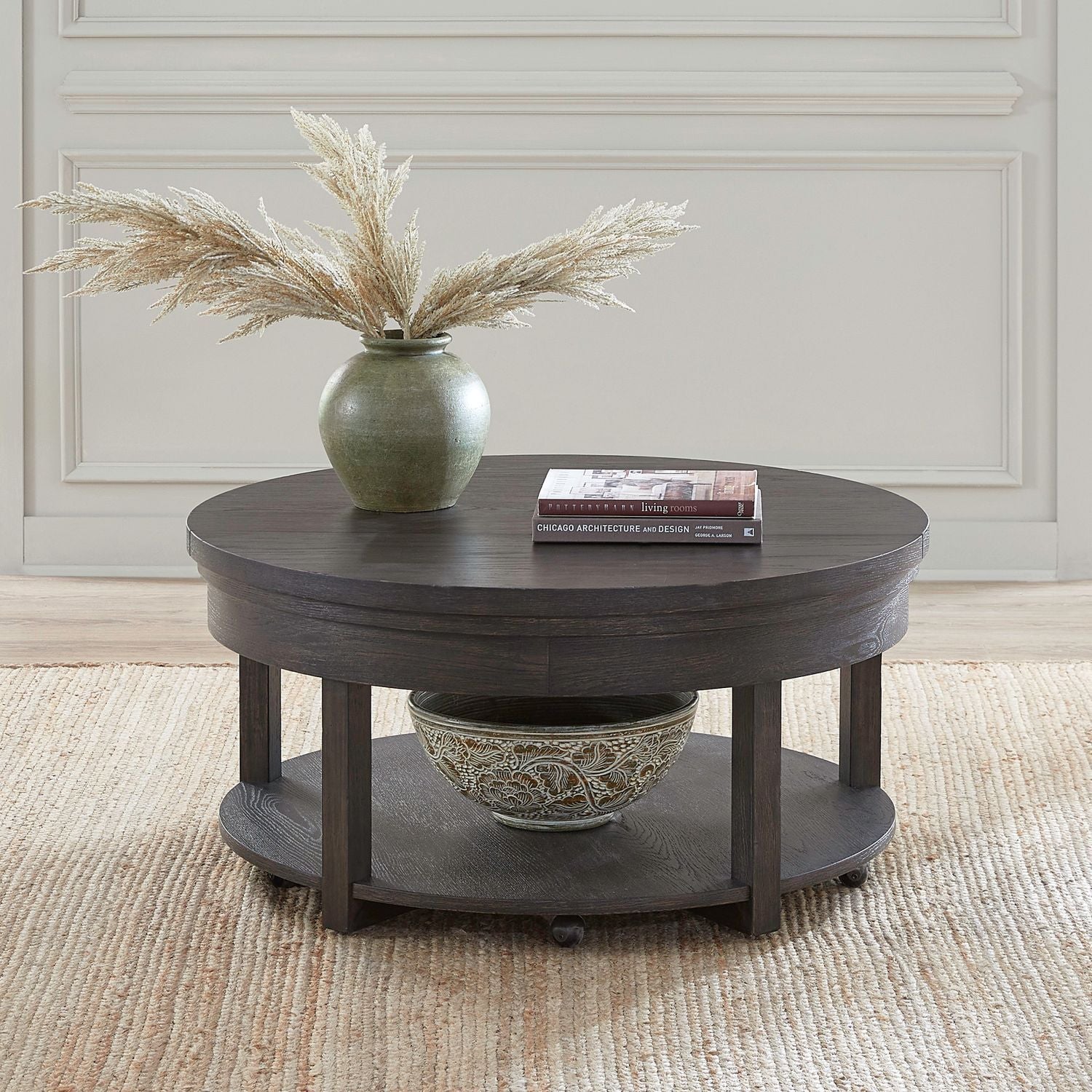 Weston - Round Lift Top Cocktail Table - Brown - Hornell Furniture Outlet