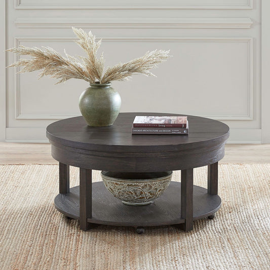 Weston - Round Lift Top Cocktail Table - Brown - Hornell Furniture Outlet