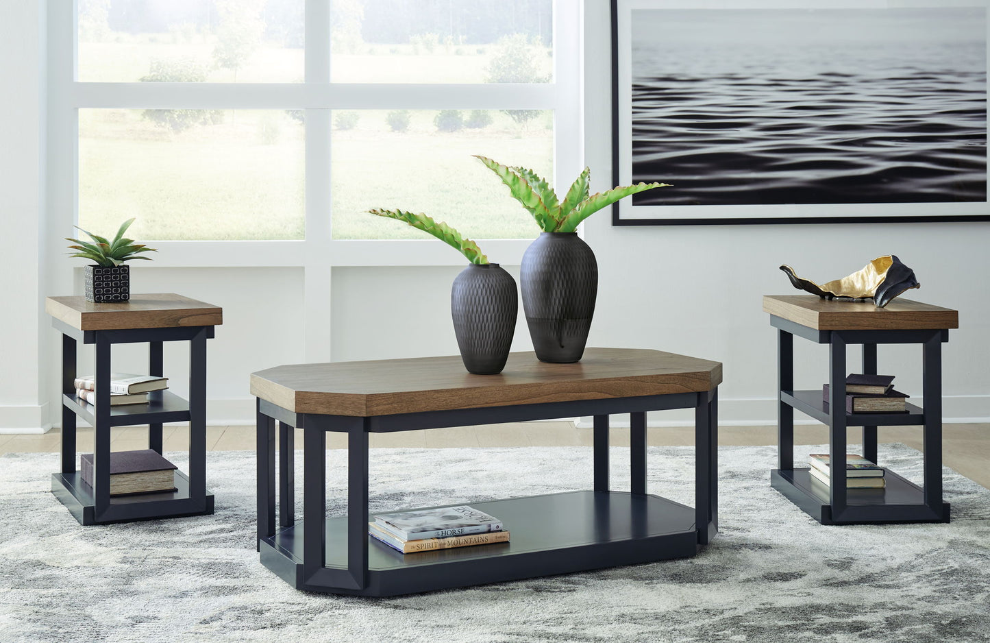 Landocken - Brown / Blue - Occasional Table Set (Set of 3) - Hornell Furniture Outlet