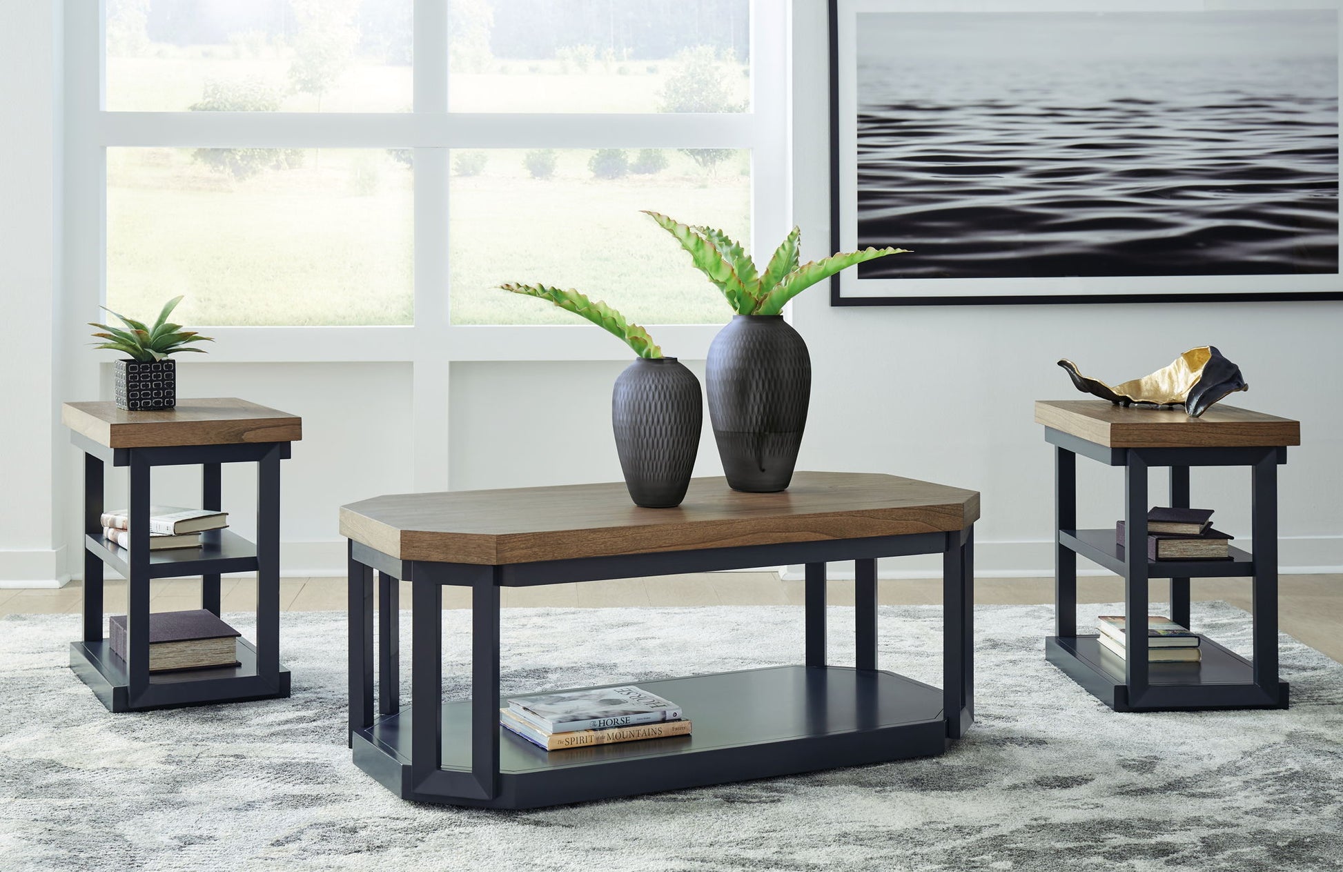 Landocken - Brown / Blue - Occasional Table Set (Set of 3) - Hornell Furniture Outlet