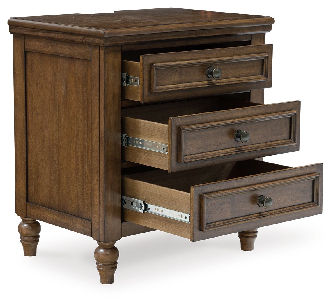 Sturlayne - Brown - Three Drawer Night Stand - Hornell Furniture Outlet