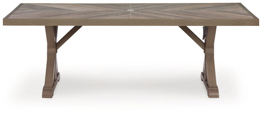 Laguna Heights - Rectangular Dining Table With Umbrella Option - Beige - Hornell Furniture Outlet