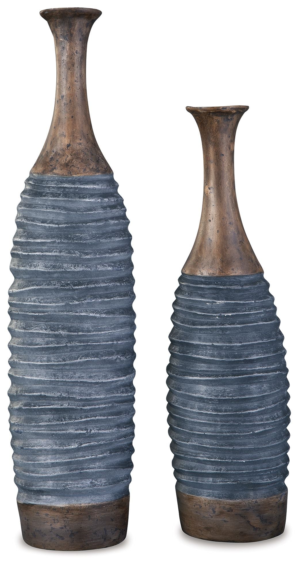 Blayze - Vase Set (Set of 2) - Antique Gray / Brown - Hornell Furniture Outlet