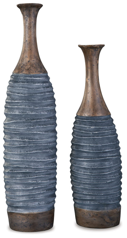 Blayze - Vase Set (Set of 2) - Antique Gray / Brown - Hornell Furniture Outlet