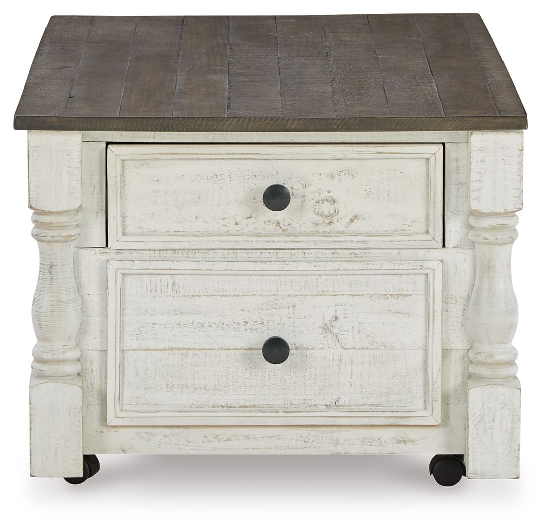 Havalance - Lift Top Cocktail Table with Storage Drawers - White / Gray - Hornell Furniture Outlet