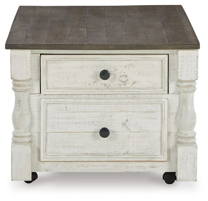 Havalance - Lift Top Cocktail Table with Storage Drawers - White / Gray - Hornell Furniture Outlet