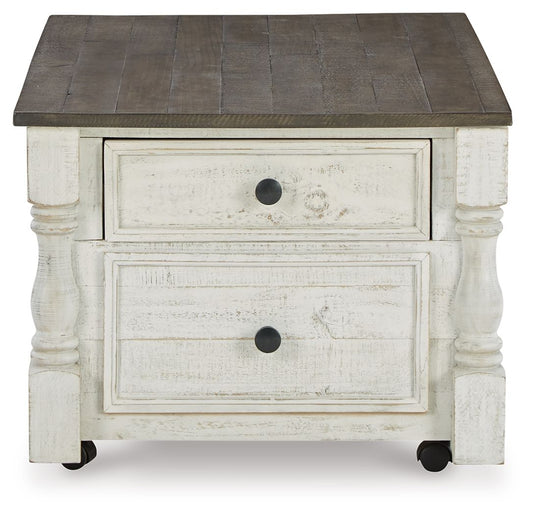 Havalance - Lift Top Cocktail Table with Storage Drawers - White / Gray - Hornell Furniture Outlet