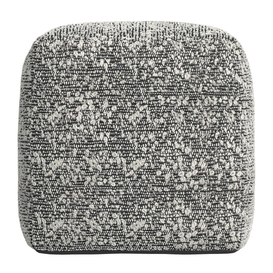 Nahara - Boucle Woven Square Pouf - Black - Hornell Furniture Outlet