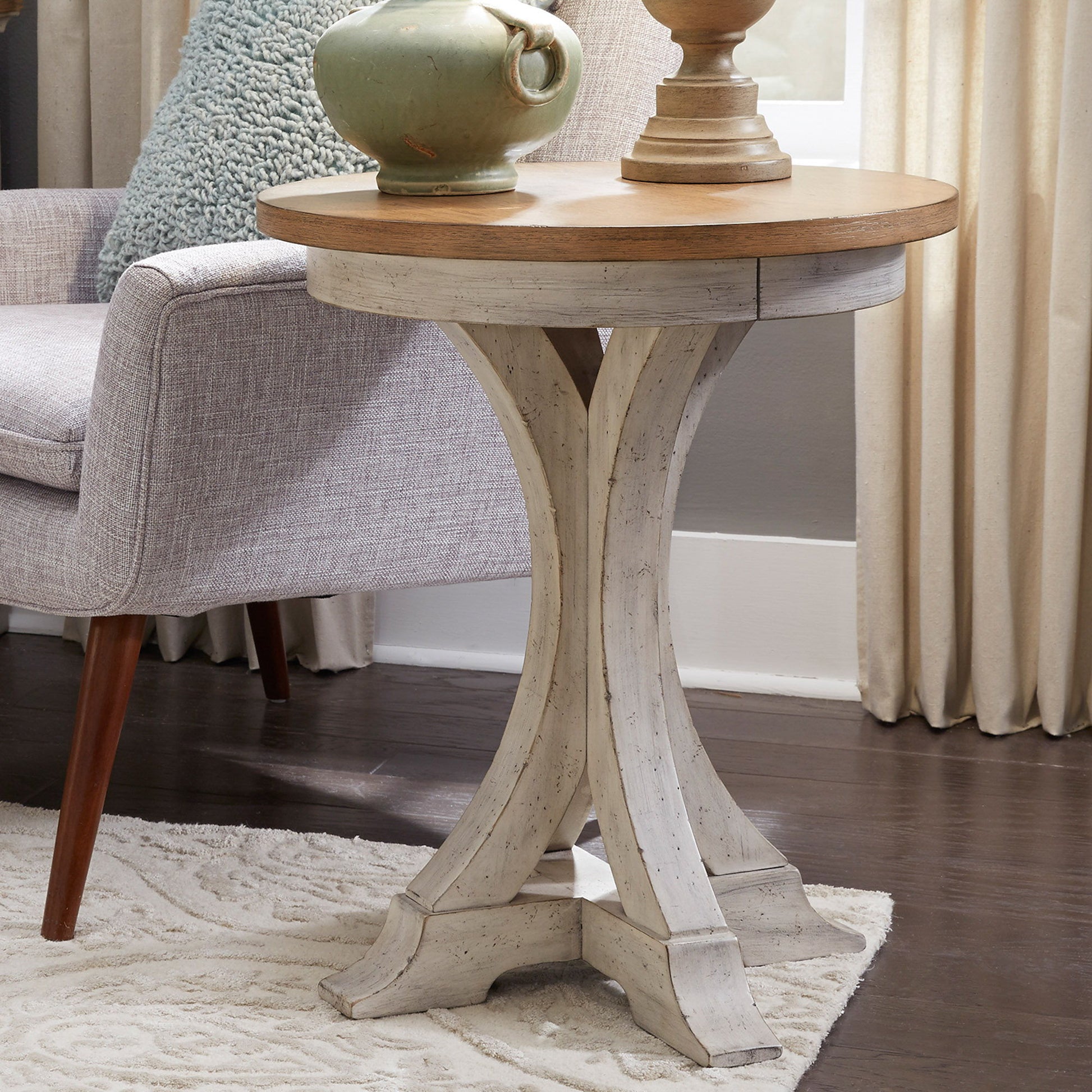 Farmhouse Reimagined - Round Chair Side Table - White - Hornell Furniture Outlet