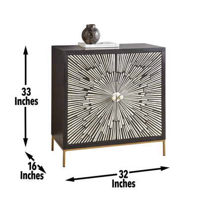 Amika - 2 Door Sunburst Bone Cabinet - Black - Hornell Furniture Outlet