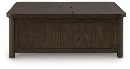 Breckington - Dark Brown - Cocktail Table With Storage - Hornell Furniture Outlet