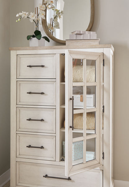 Shaybrock - Antique White / Brown - Door Chest - Hornell Furniture Outlet