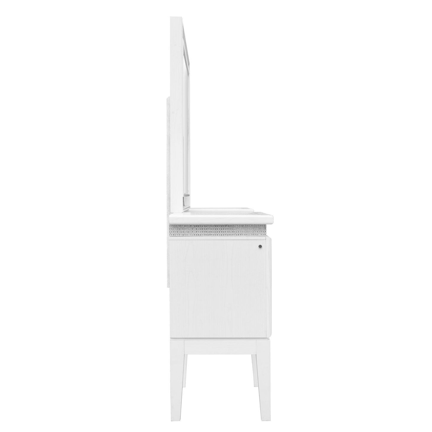 Reflections - Vanity Desk - Pearl White & Rhinestone - Hornell Furniture Outlet