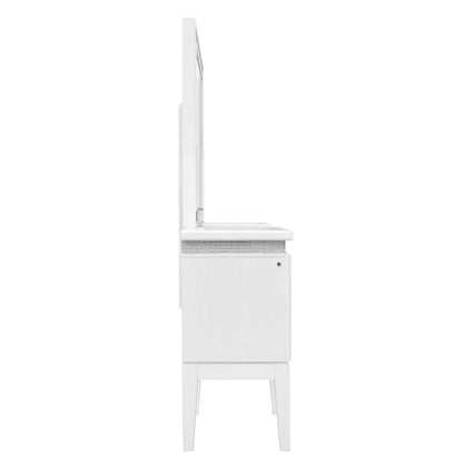 Reflections - Vanity Desk - Pearl White & Rhinestone - Hornell Furniture Outlet