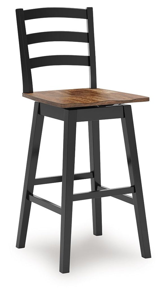Wildenauer - Tall Swivel Barstool (Set of 2) - Brown / Black - Hornell Furniture Outlet