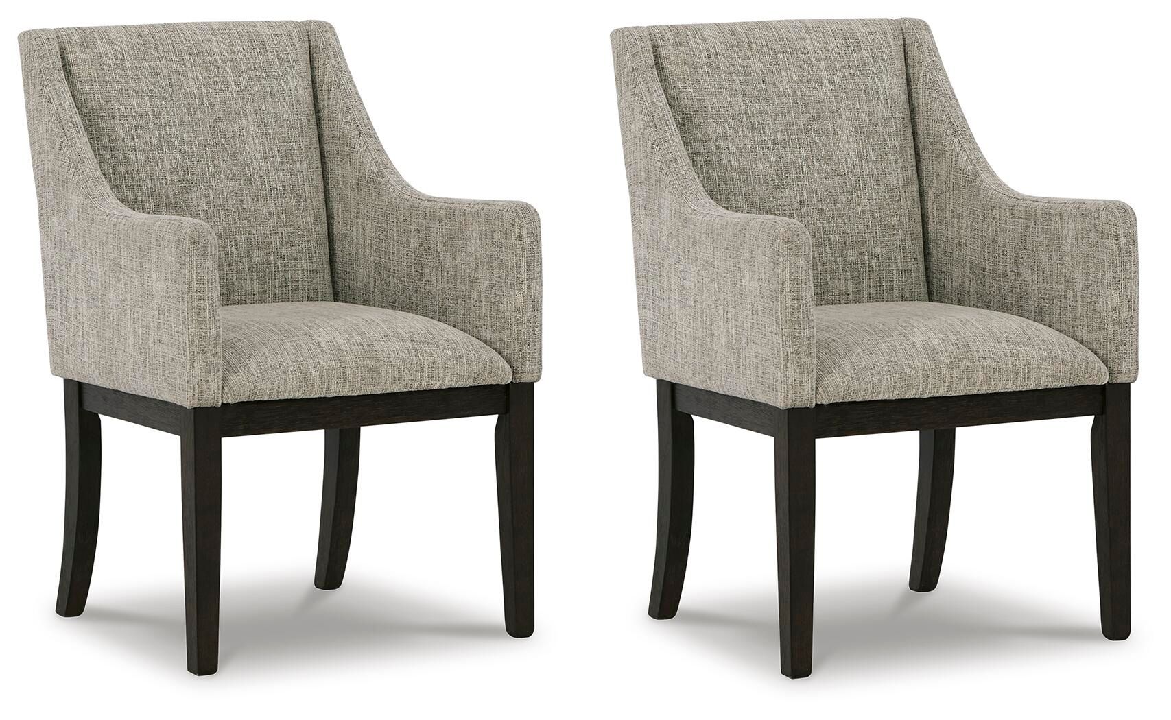 Burkhaus - Dining UPH Arm Chair (Set of 2) - Beige / Dark Brown - Hornell Furniture Outlet