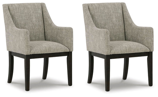 Burkhaus - Dining UPH Arm Chair (Set of 2) - Beige / Dark Brown - Hornell Furniture Outlet