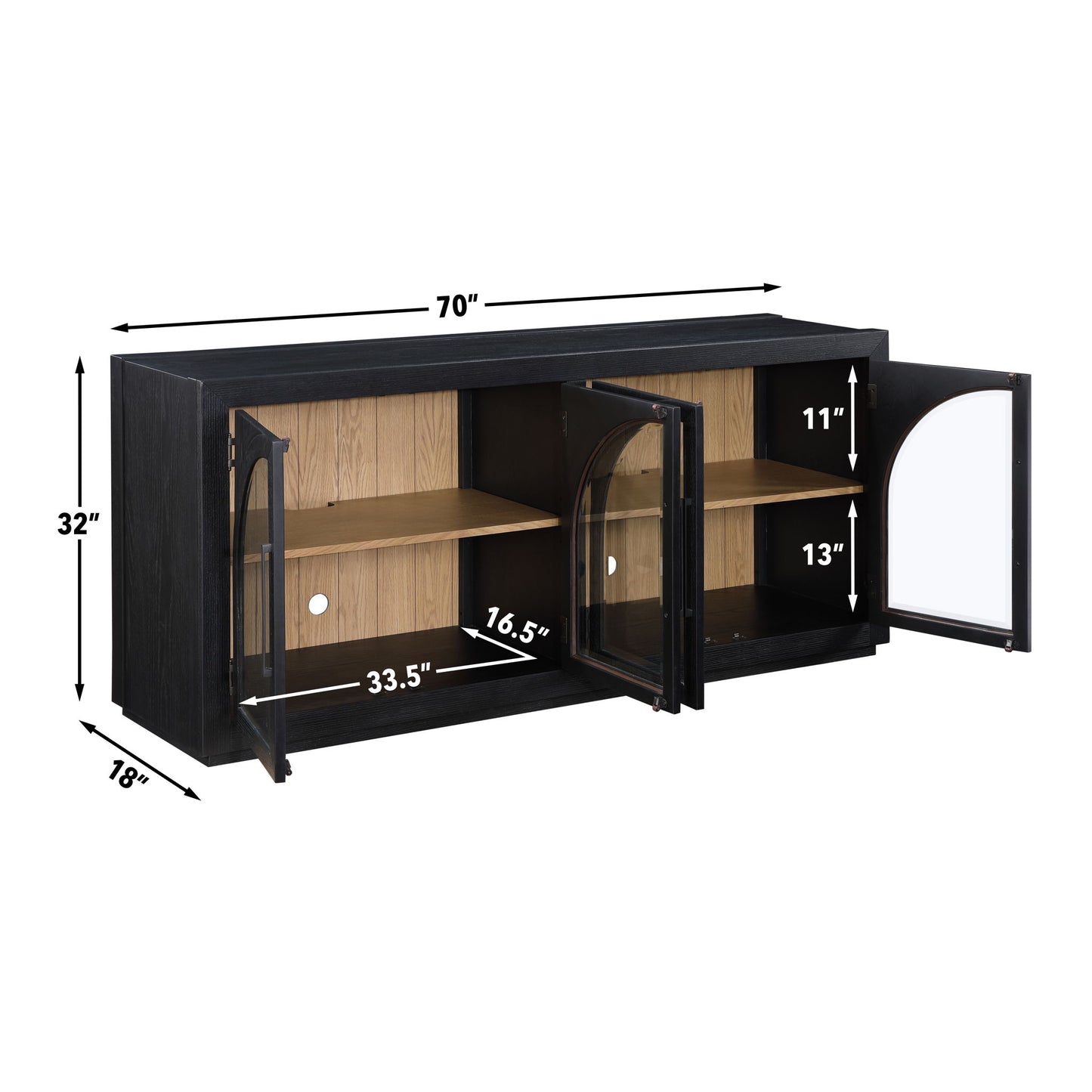 Magnolia - Cathedral Doored Server - Black - Hornell Furniture Outlet