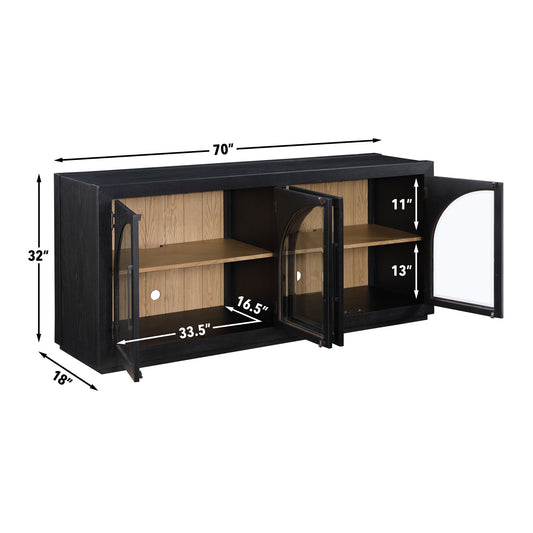 Magnolia - Cathedral Doored Server - Black - Hornell Furniture Outlet