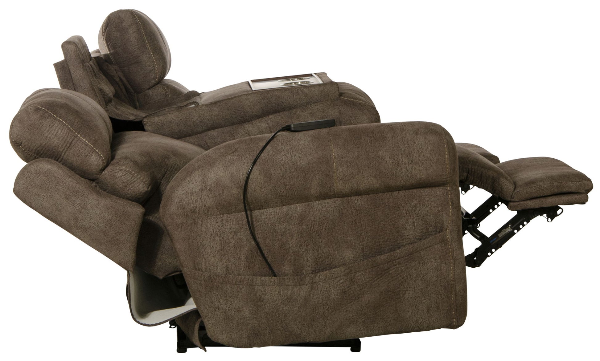 Tranquility - Power Headrest Power Lay Flat Reclining Sofa With DDT / CR3 Heat / Massage / Lumbar - Pewter - Hornell Furniture Outlet