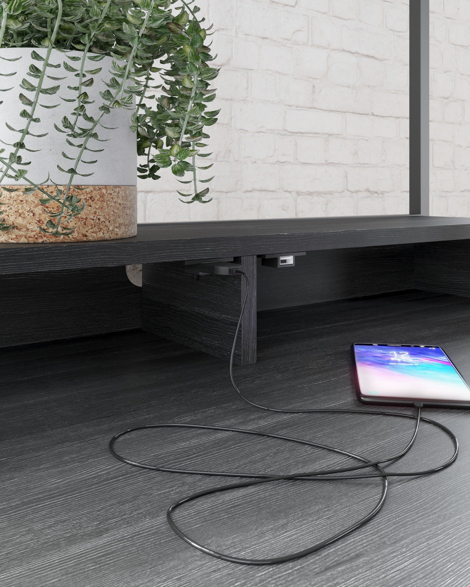Yarlow - Black - Home Office Desk and Shelf - Hornell Furniture Outlet