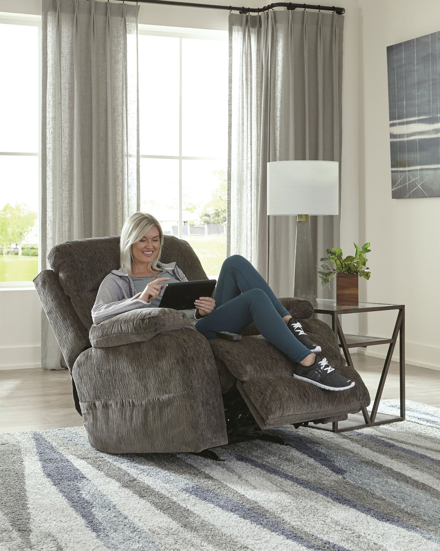Refresher - Power Headrest Power Rocker Recliner With CR3 Heat / Massage / Lumbar - Hornell Furniture Outlet