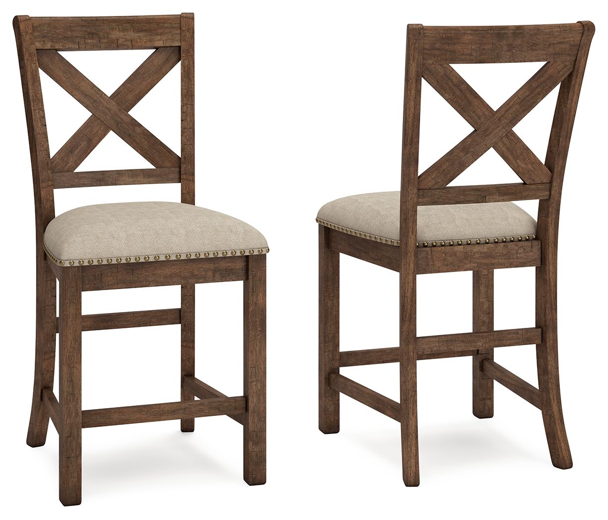Moriville - Upholstered Barstool (Set of 2) - Beige - Hornell Furniture Outlet