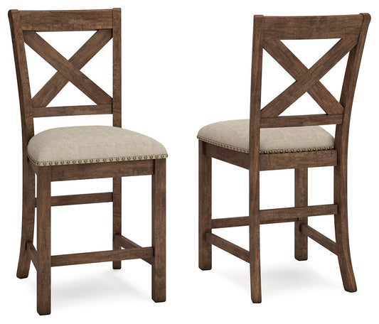 Moriville - Upholstered Barstool (Set of 2) - Beige - Hornell Furniture Outlet