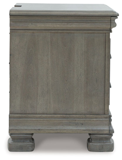 Lexorne - Gray - Three Drawer Night Stand - Hornell Furniture Outlet