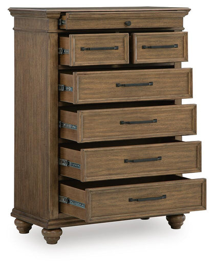Karallin - Seven Drawer Chest - Medium Brown - Hornell Furniture Outlet