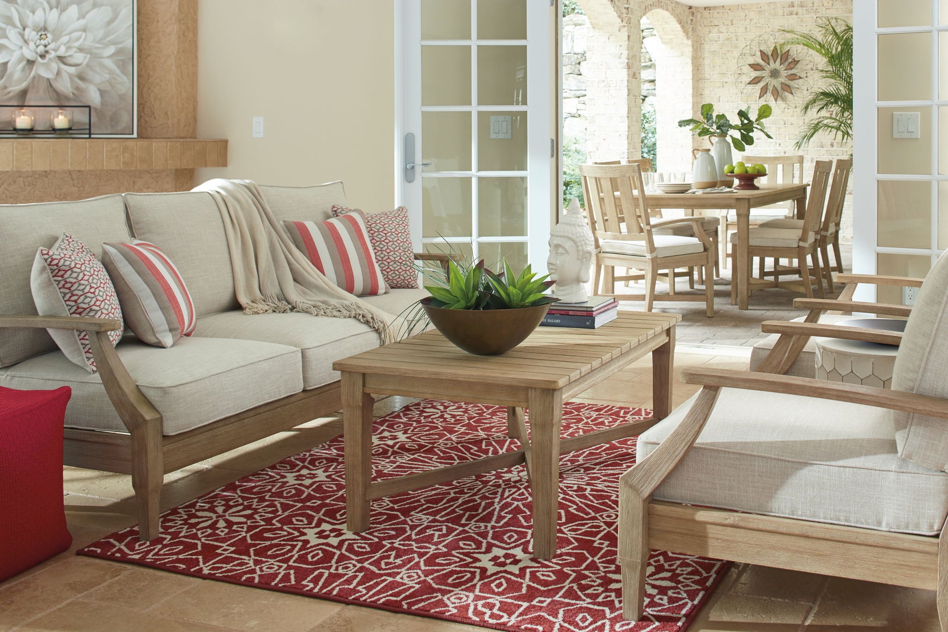 Clare View - Sofa with Cushion - Beige - Hornell Furniture Outlet