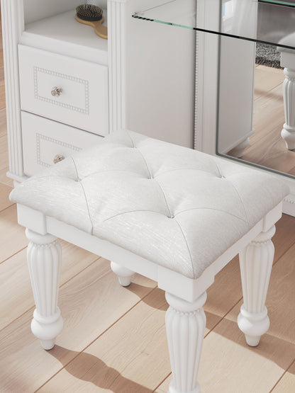 Kozlani - Vanity Upholstered Stool - White - Hornell Furniture Outlet
