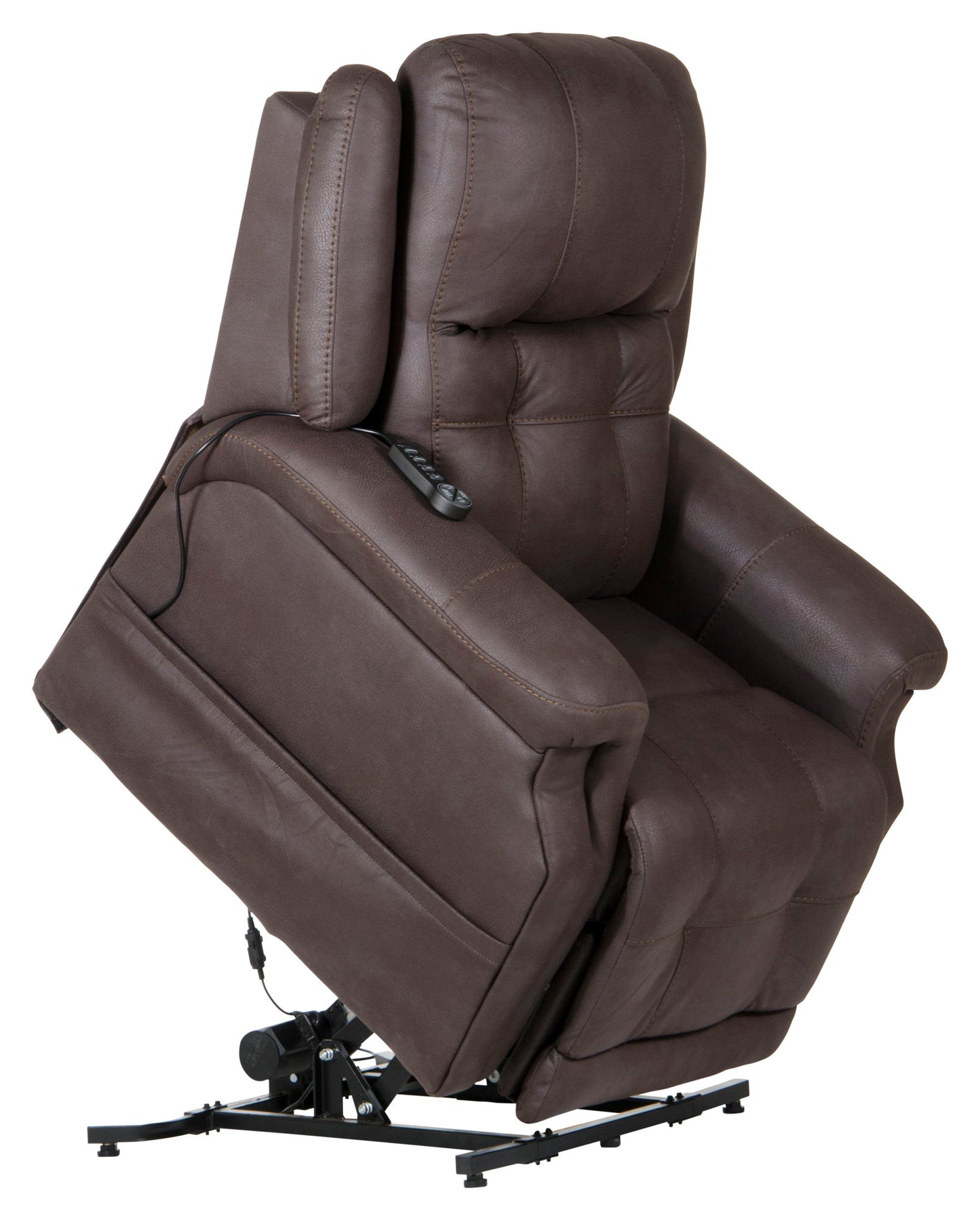 Haywood - Power Headrest Power Lift Lay Flat Recliner With Heat & Massage - Chocolate - Hornell Furniture Outlet