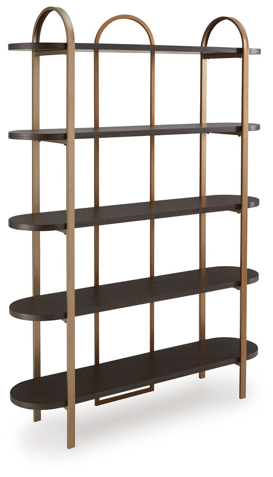Brentmour - Bookcase - Brown / Gold Finish - Hornell Furniture Outlet