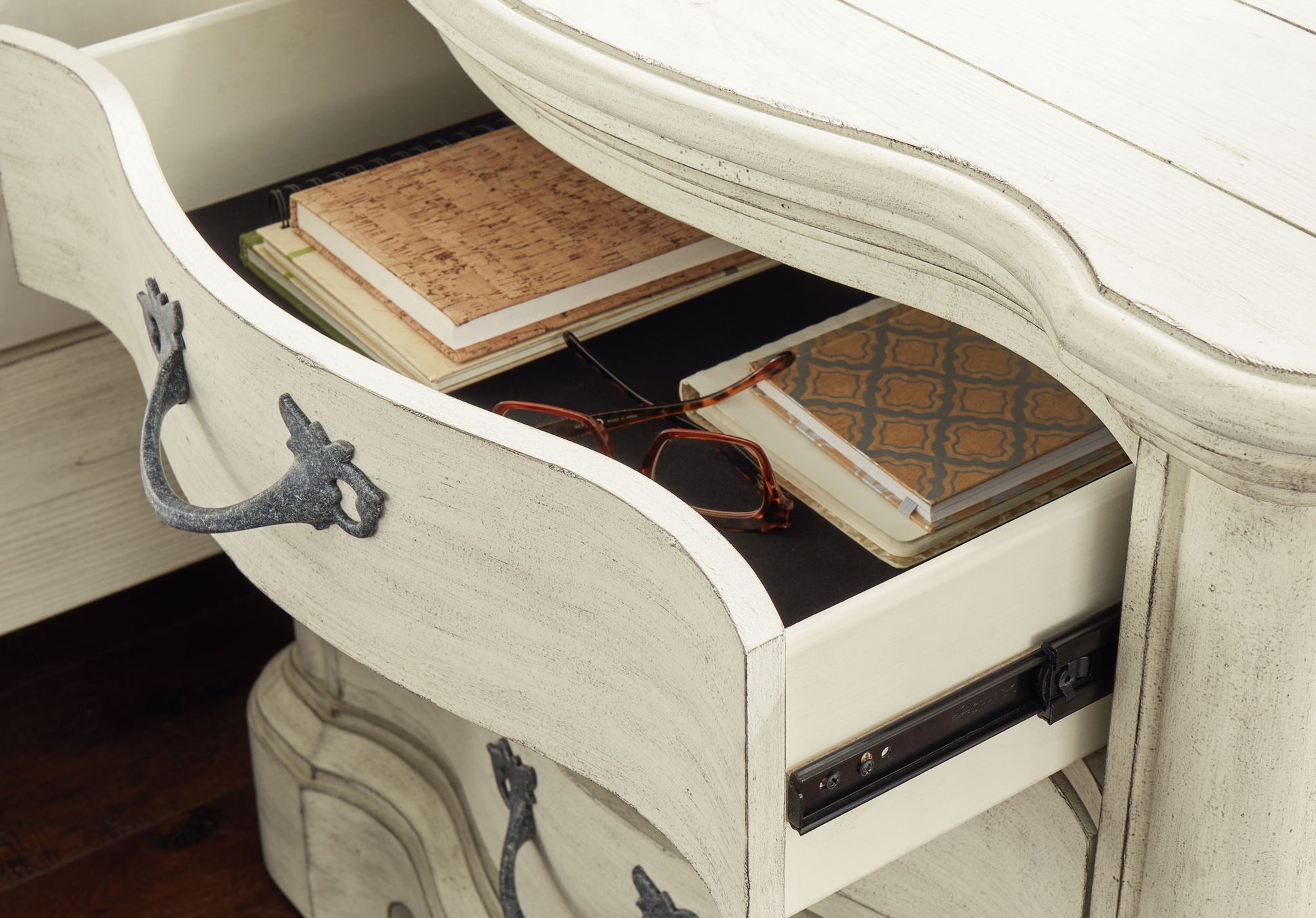 Arlendyne - Antique White - Three Drawer Night Stand - Hornell Furniture Outlet