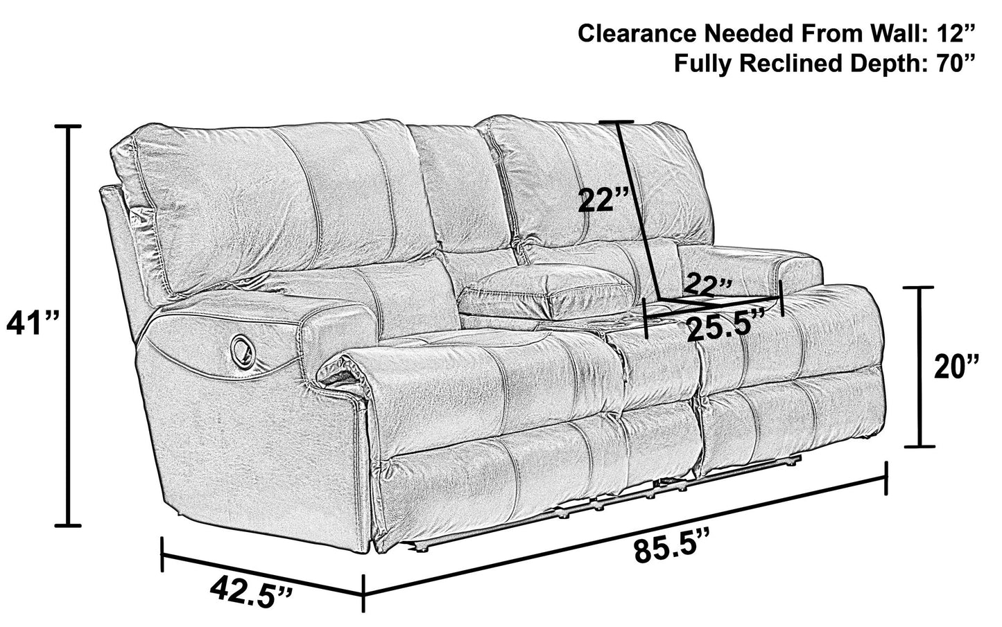 Wembley - Power Headrest With Lumbar Lay Flat Reclining Console Loveseat - Hornell Furniture Outlet