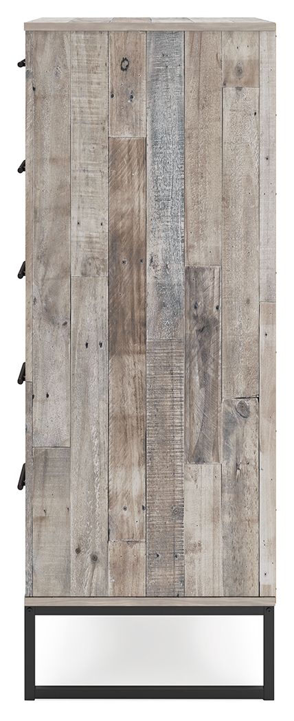 Neilsville - Whitewash - Five Drawer Chest - Hornell Furniture Outlet