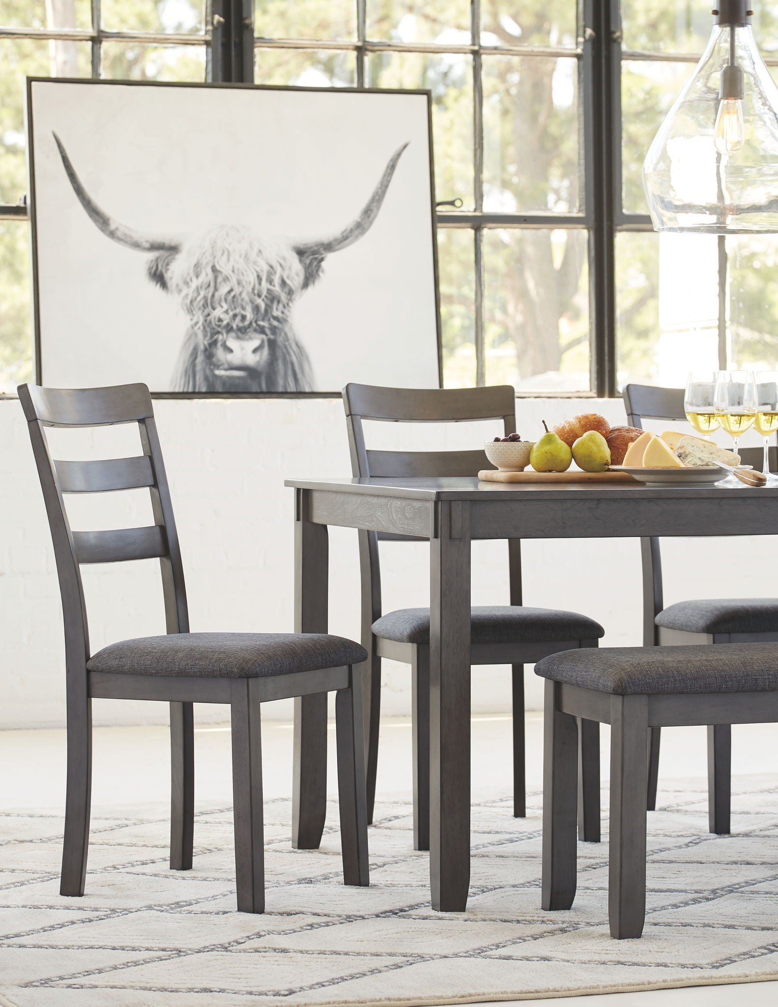 Bridson - Gray - RECT DRM Table Set (Set of 6) - Hornell Furniture Outlet