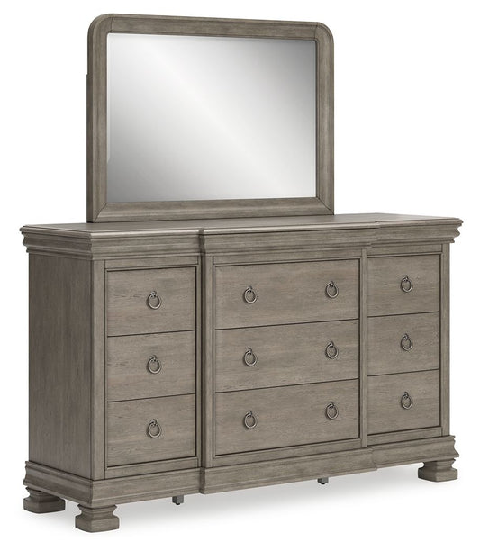 Lexorne - Gray - Dresser And Mirror - Hornell Furniture Outlet