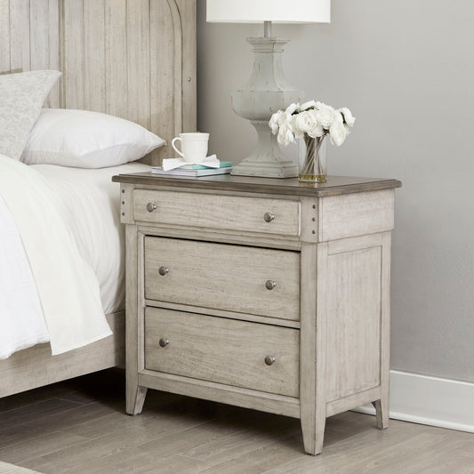 Ivy Hollow - 3 Drawer Bedside Chest With Charging Station - White - Hornell Furniture Outlet