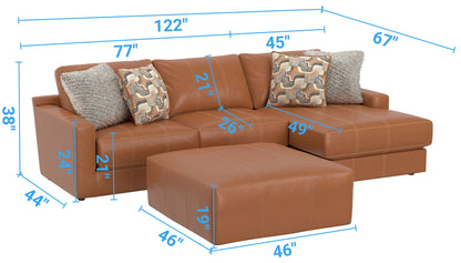 Minori - Italian Leather Sofa / Chaise And Cocktail Ottoman - Hornell Furniture Outlet