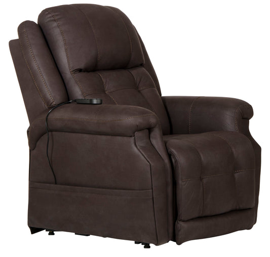 Haywood - Power Headrest Power Lift Lay Flat Recliner With Heat & Massage - Chocolate - Hornell Furniture Outlet