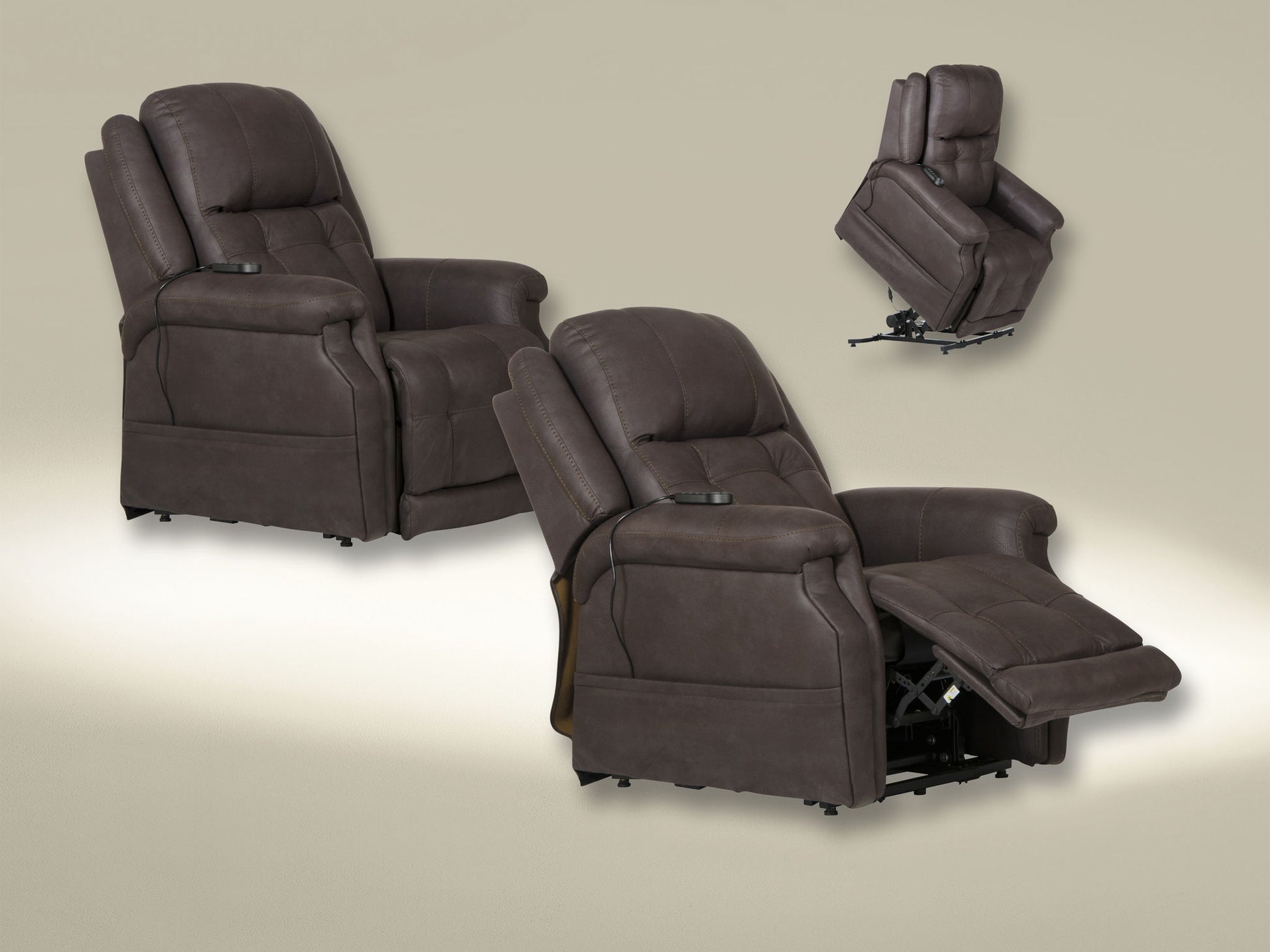 Haywood - Power Headrest Power Lift Lay Flat Recliner With Heat & Massage - Chocolate - Hornell Furniture Outlet