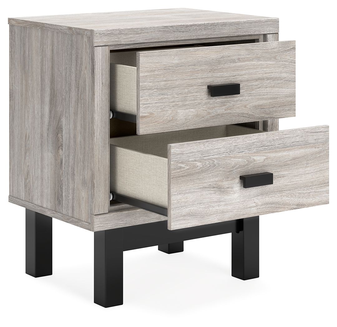 Vessalli - Black / Gray - Two Drawer Nightstand - Hornell Furniture Outlet