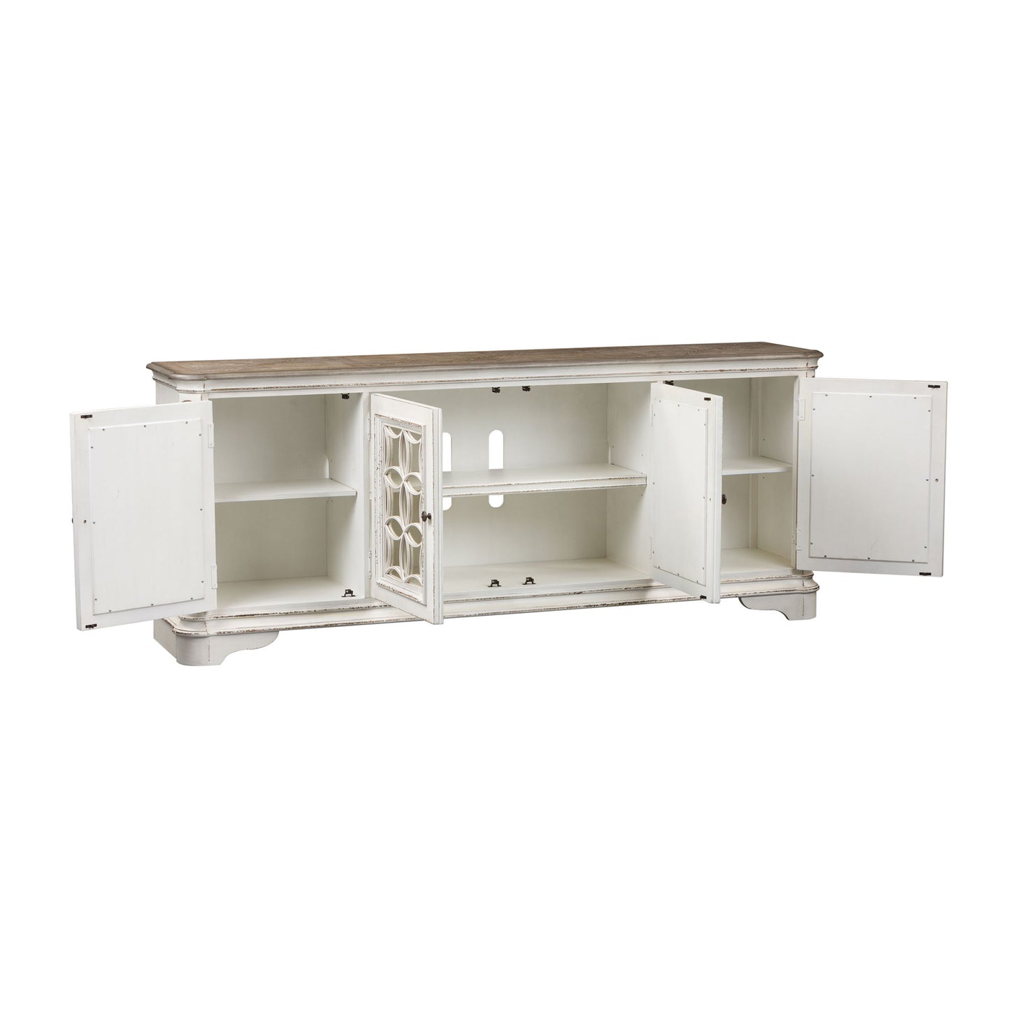 Magnolia Manor - 4 Doors TV Console - White - Hornell Furniture Outlet