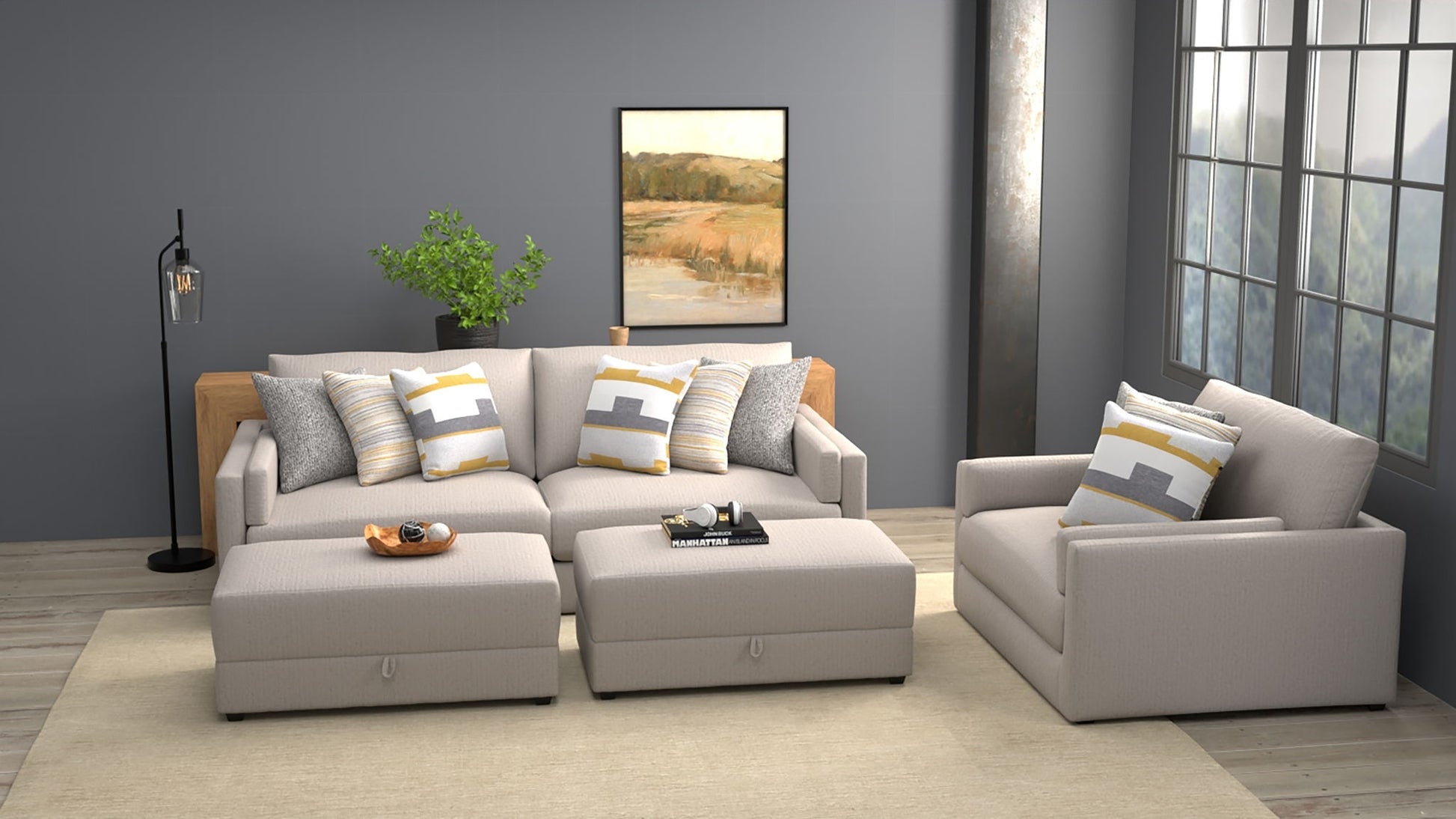 Trevor - Extra Deep Oversized Sofa With Included Storage Cocktail Ottoman - Hornell Furniture Outlet
