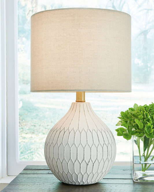 Wardmont - White - Ceramic Table Lamp - Hornell Furniture Outlet